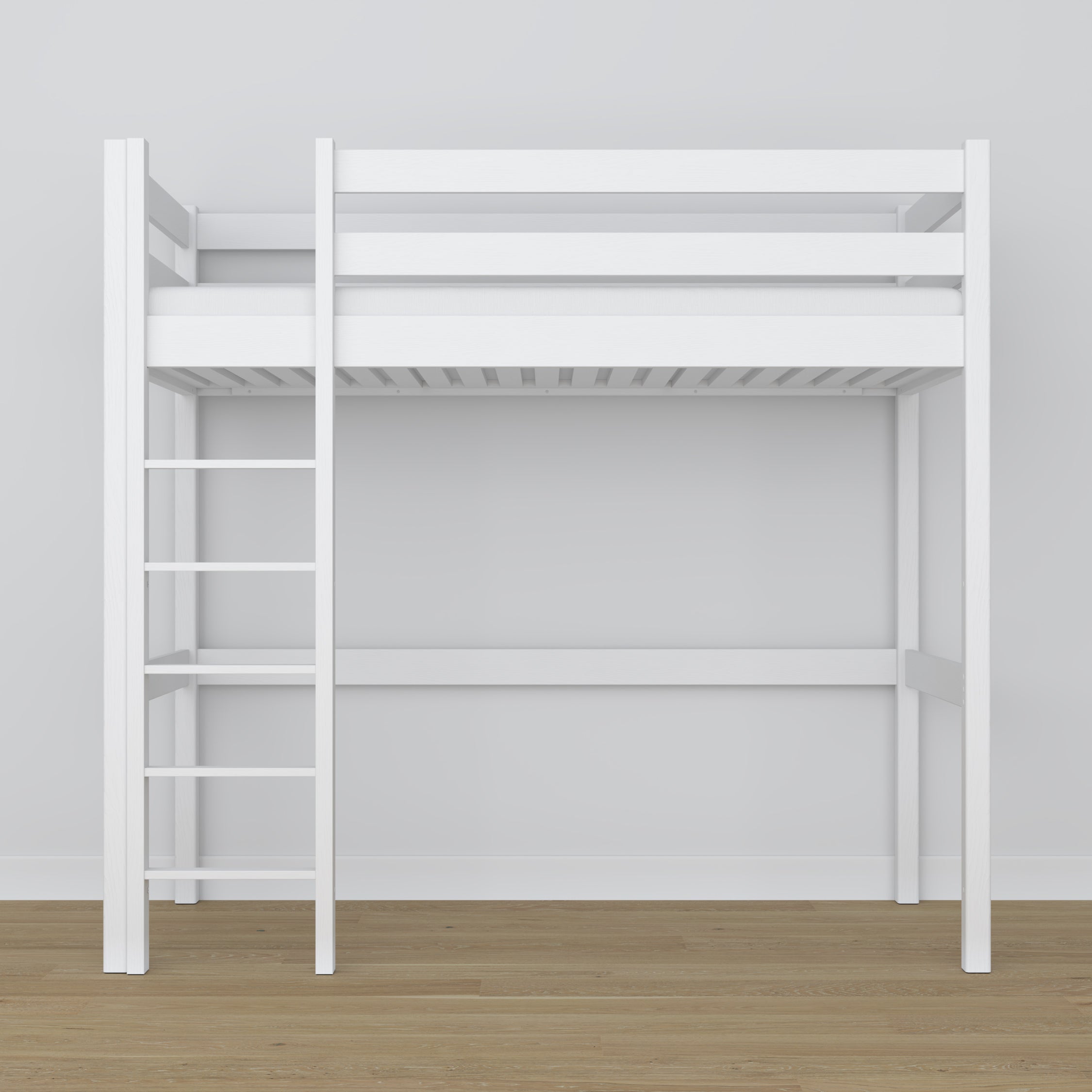 Balta medinė antresolinė lova - sandūrų ir kopėčių detalės, Nizio Home