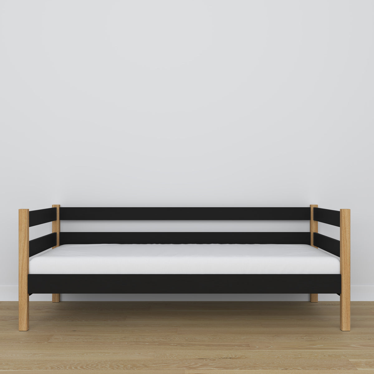 Juodos ir ąžuolo medinė sofa-lova - medžio detalės ir sujungimai, Nizio Home
