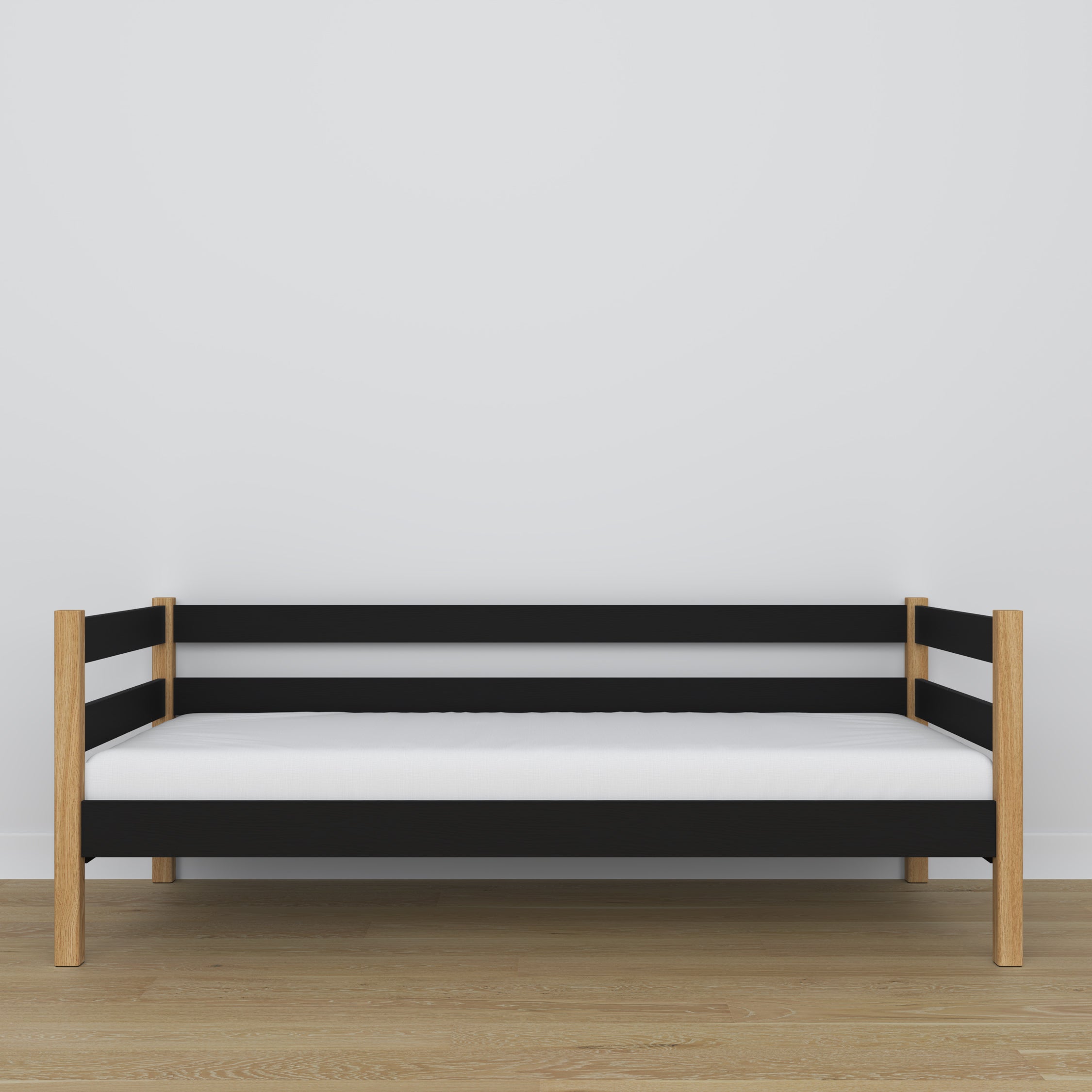 Juodos ir ąžuolo medinė sofa-lova - medžio detalės ir sujungimai, Nizio Home