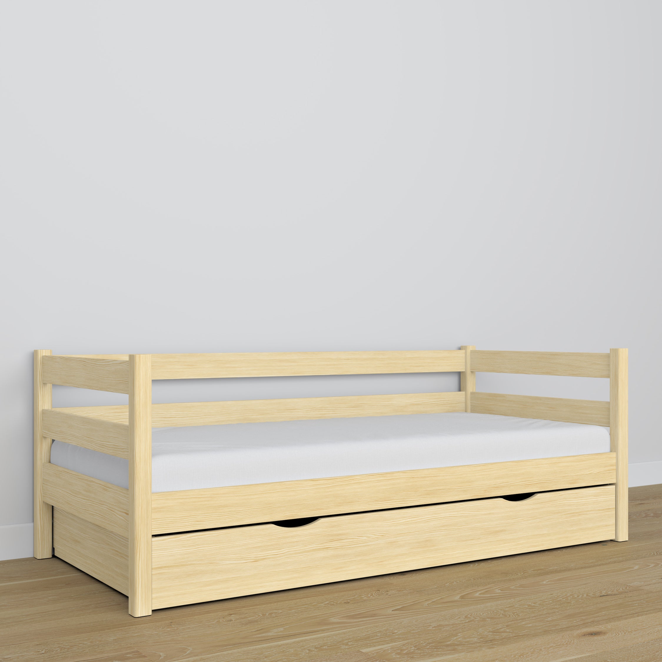 Bespalvė pušinė sofa-lova - medinės detalės ir sandūros, Nizio Home