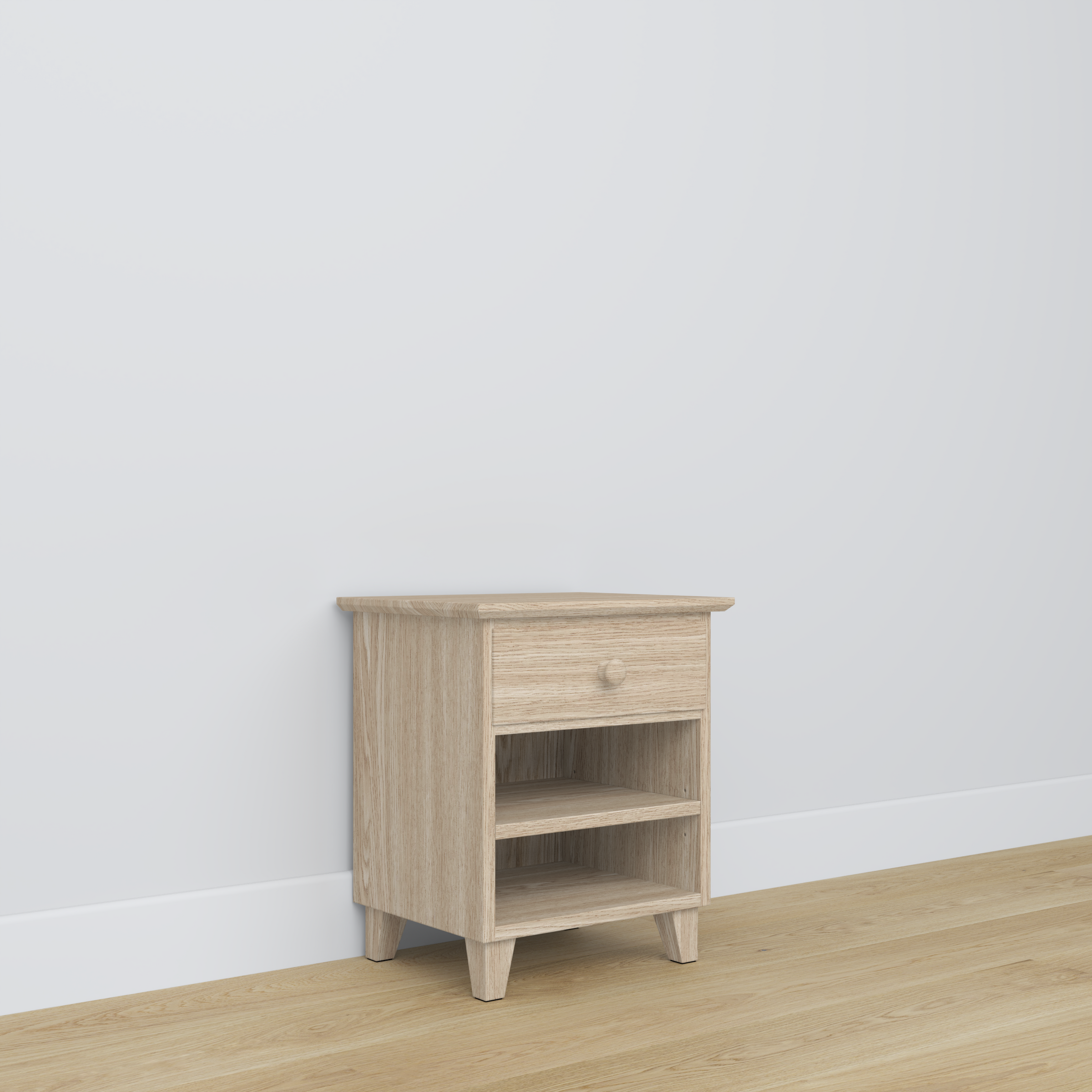 Ąžuolinė spintelė prie lovos 1S N02 Scandi balintas ąžuolas