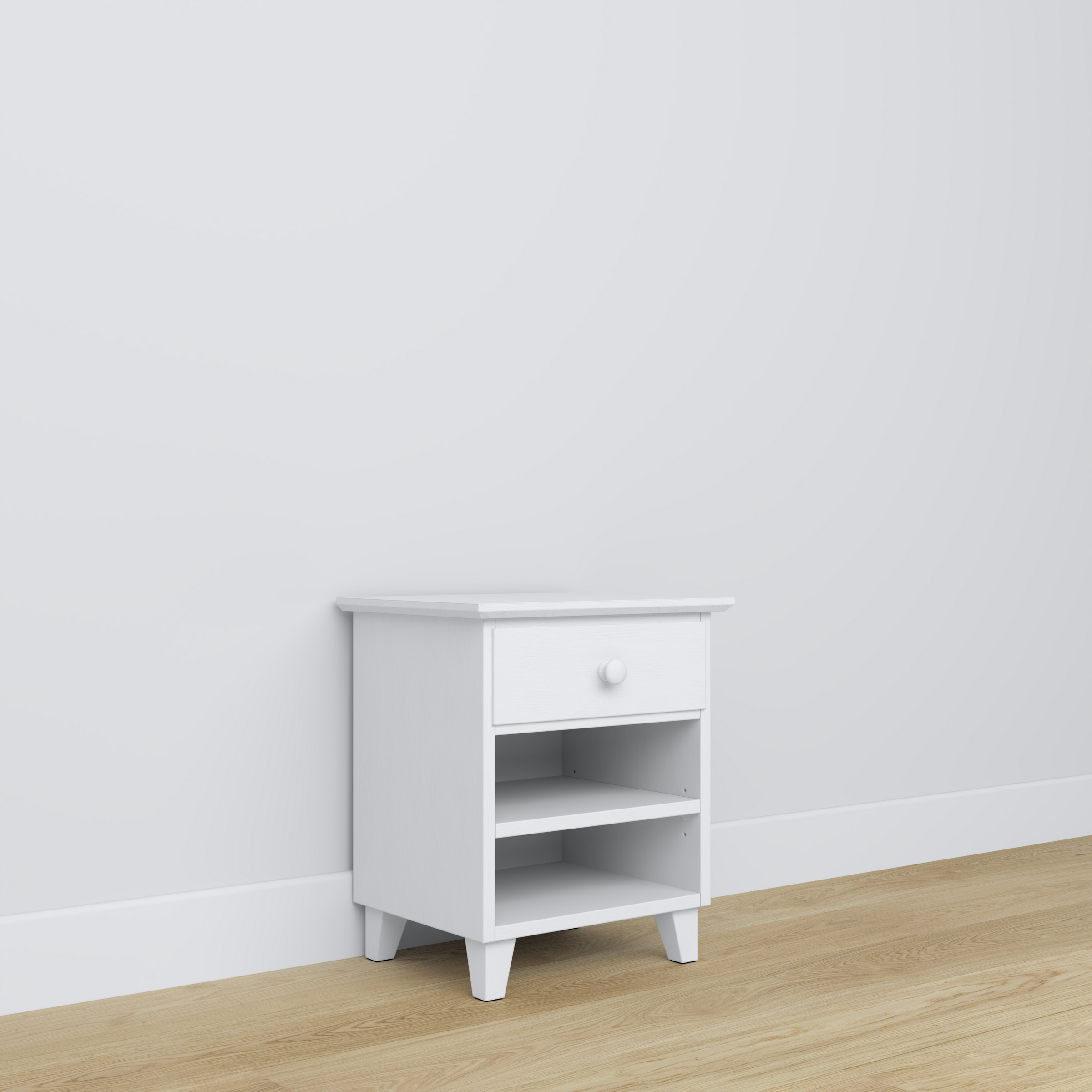 Medinis naktinis staliukas 1S N02 Scandi baltas