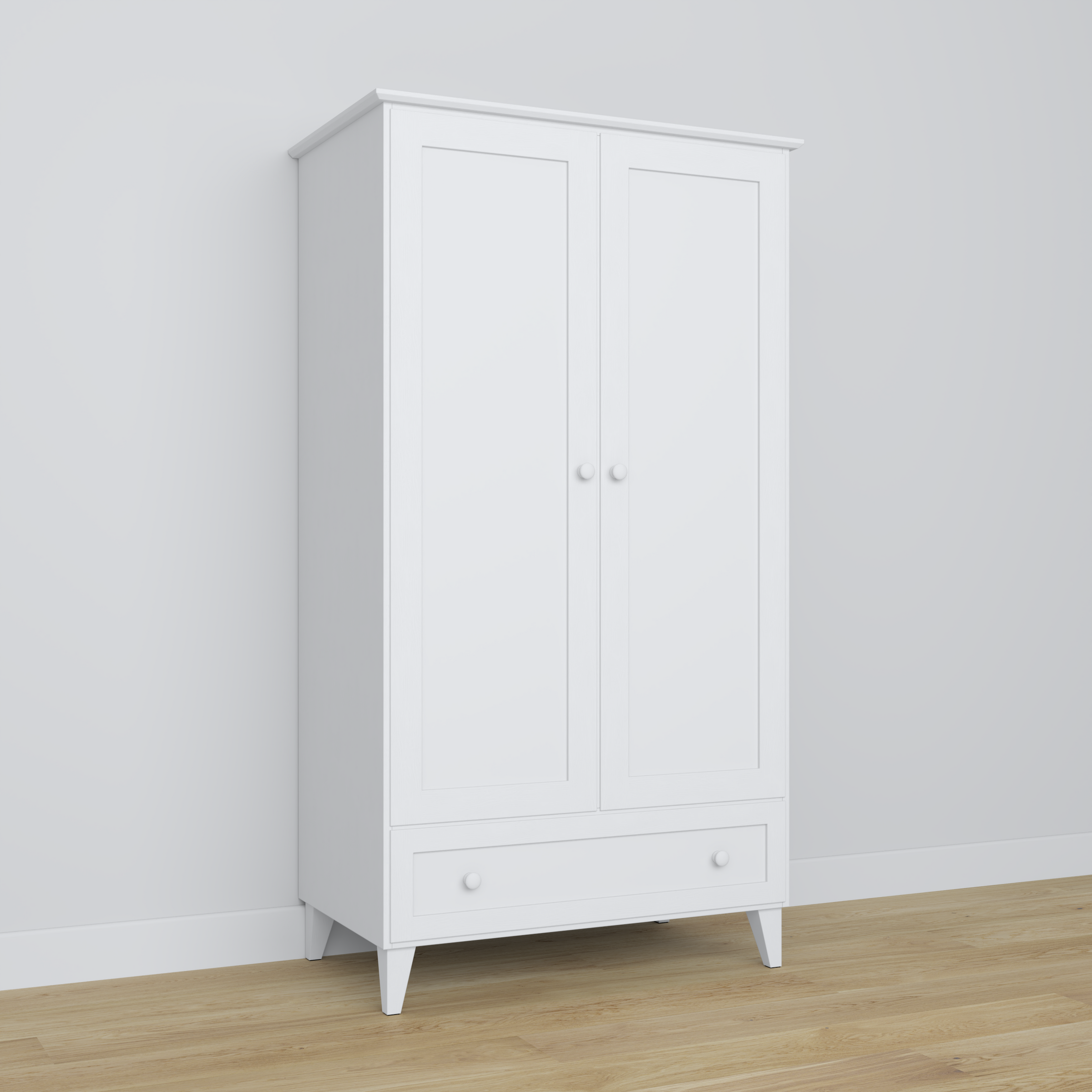 Medinė spinta 2D1S Scandi balta