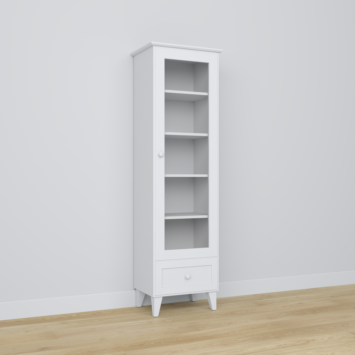 Medinė vitrininė spinta 1S 57 Scandi balta