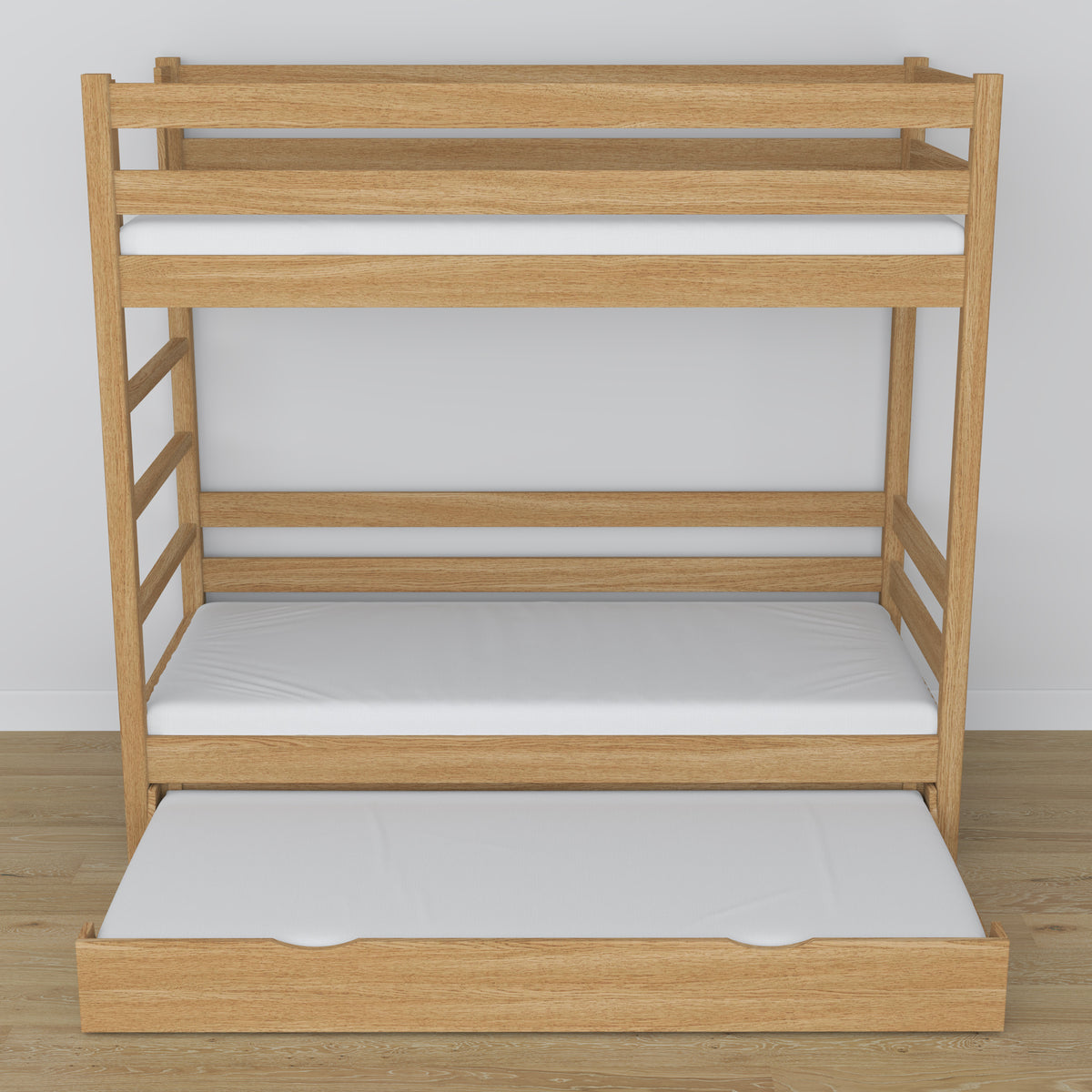Oak Bunk Bed Natural Oak – Dimensions and Diagram with Mattress Drawer