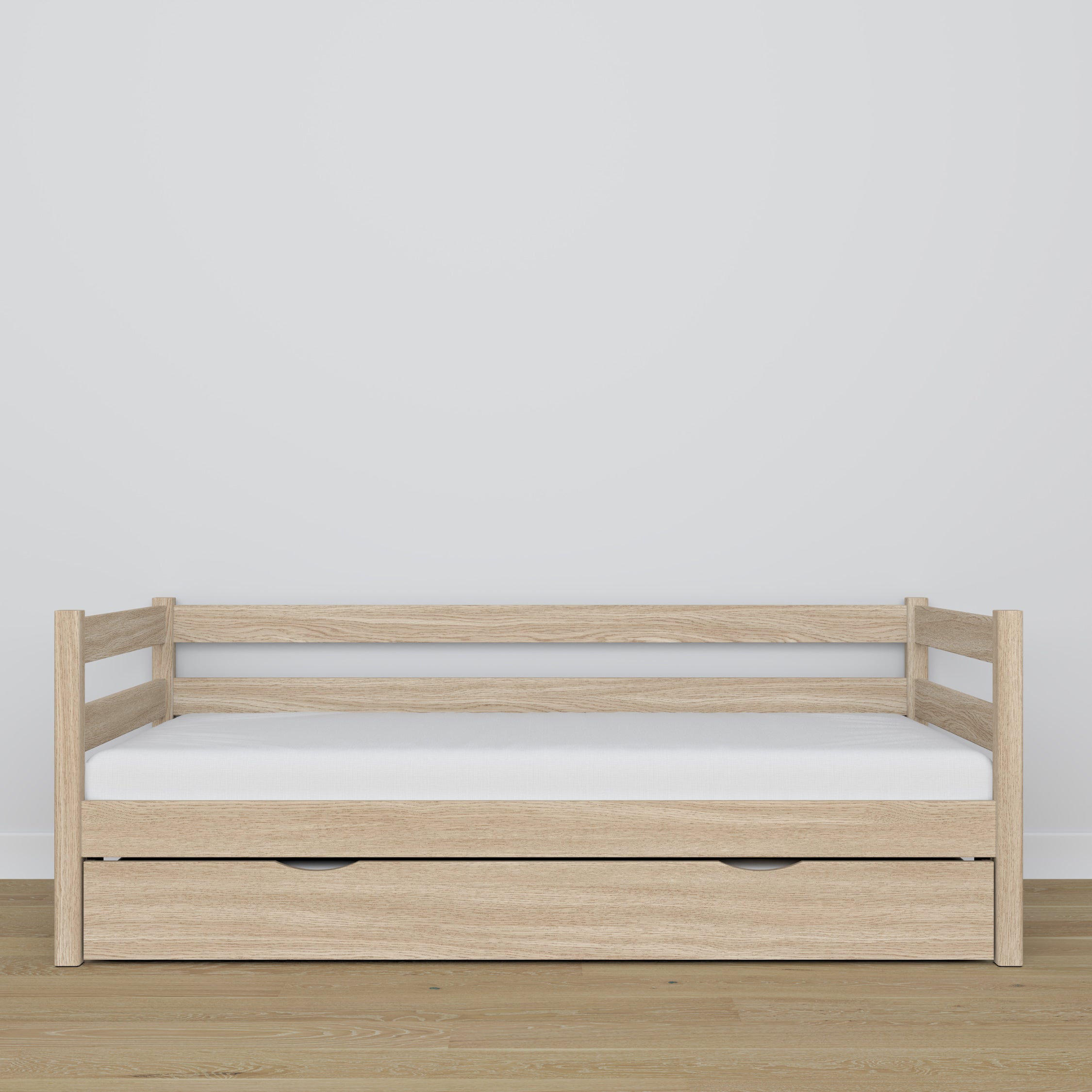 Sofa-lova su stalčiu balinto ąžuolo čiužiniui iš ąžuolo - išmatavimai, Nizio