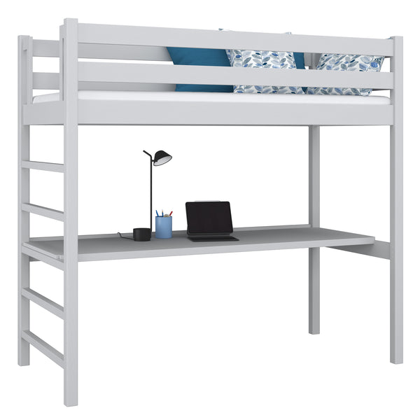 Grey Wooden Loft Bed with Desk – Children’s Room, Scandi Nizio