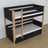 Black and oak bunk bed for children - mattress drawer, wooden, Nizio