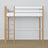 Loft bed white/oak wooden – top view of the sleeping area