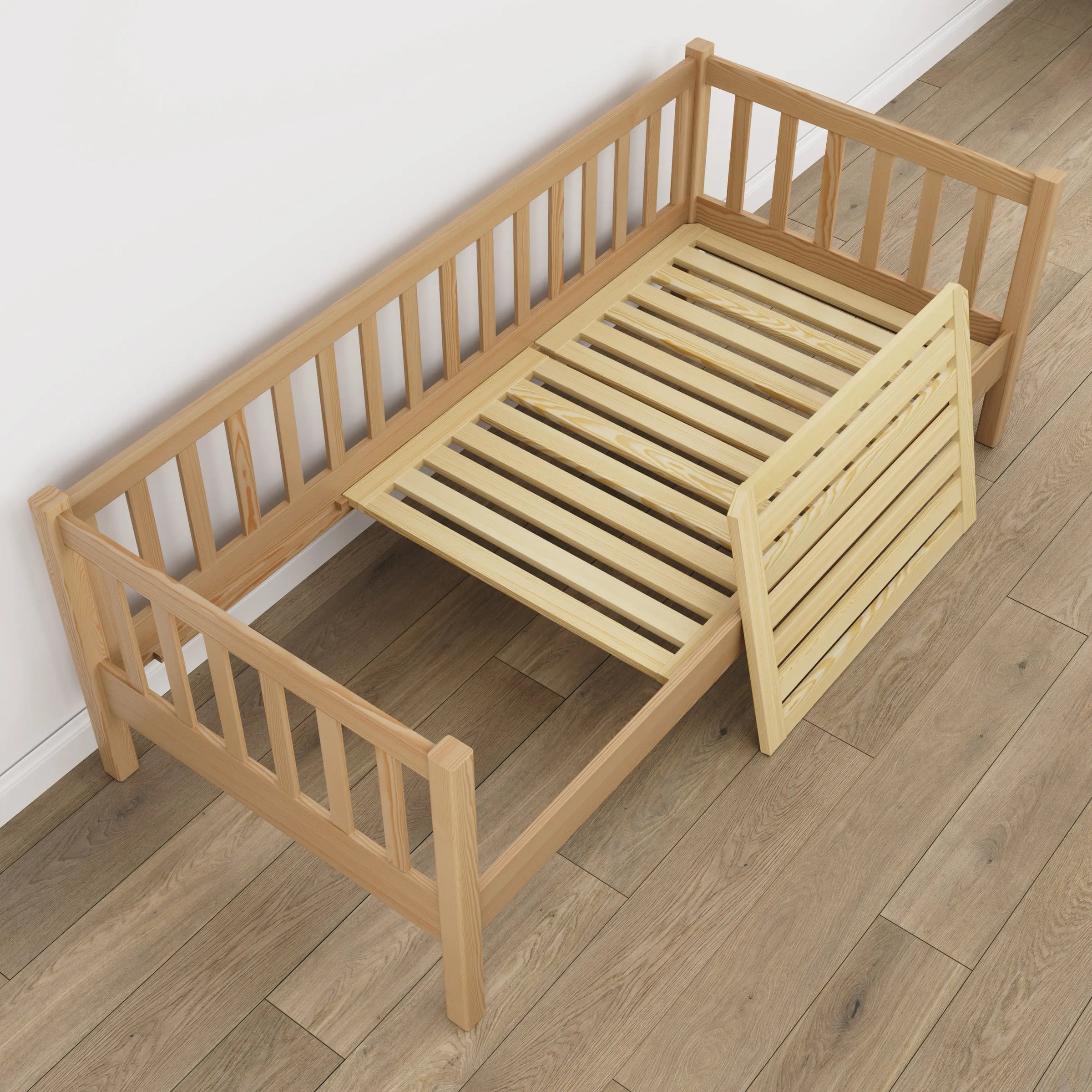 Medinė sofa-lova, natūrali pušis - medžio detalės ir sandūros, Nizio Home