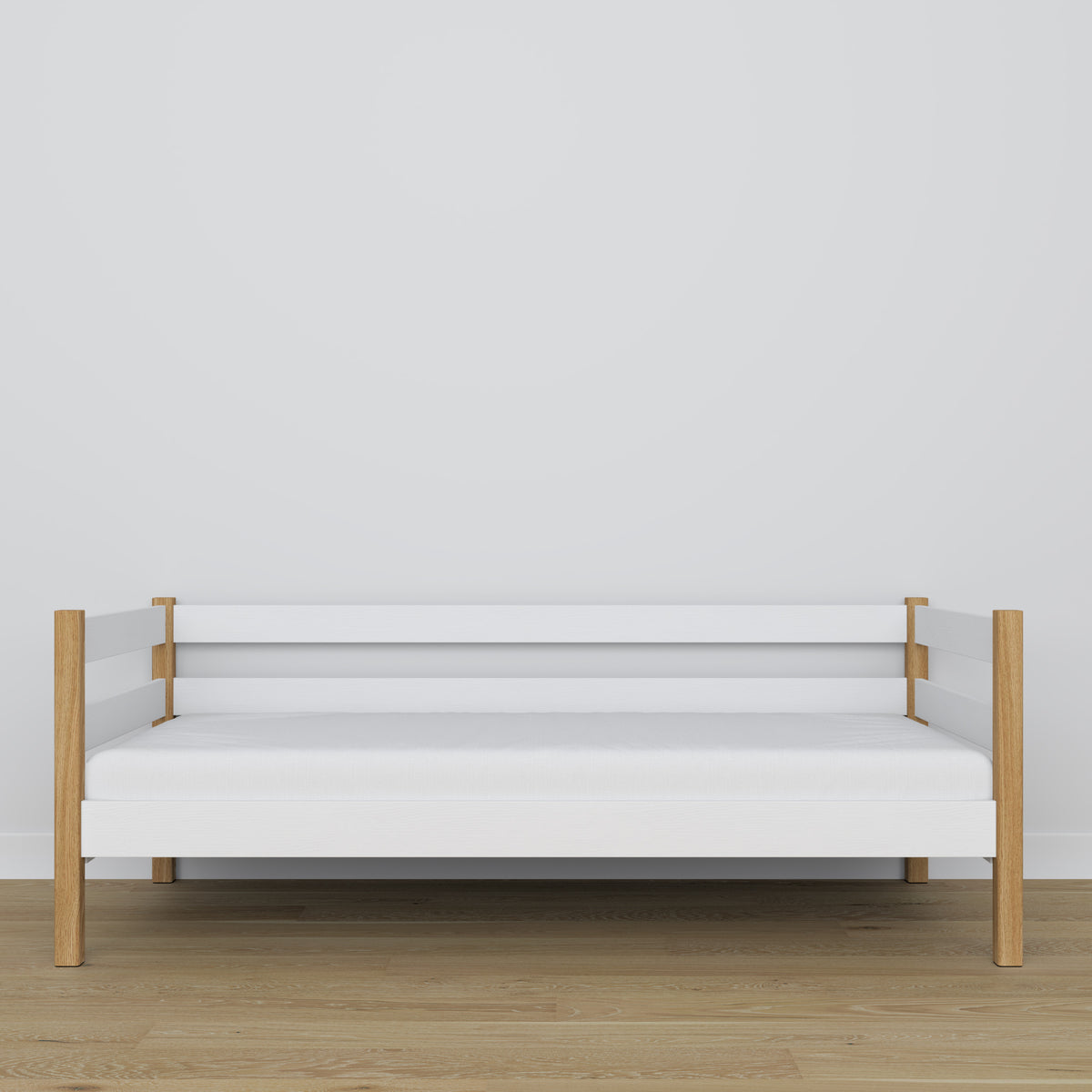 Balta ir ąžuolinė medinė sofa-lova - medžio detalės ir sujungimai, Nizio Home