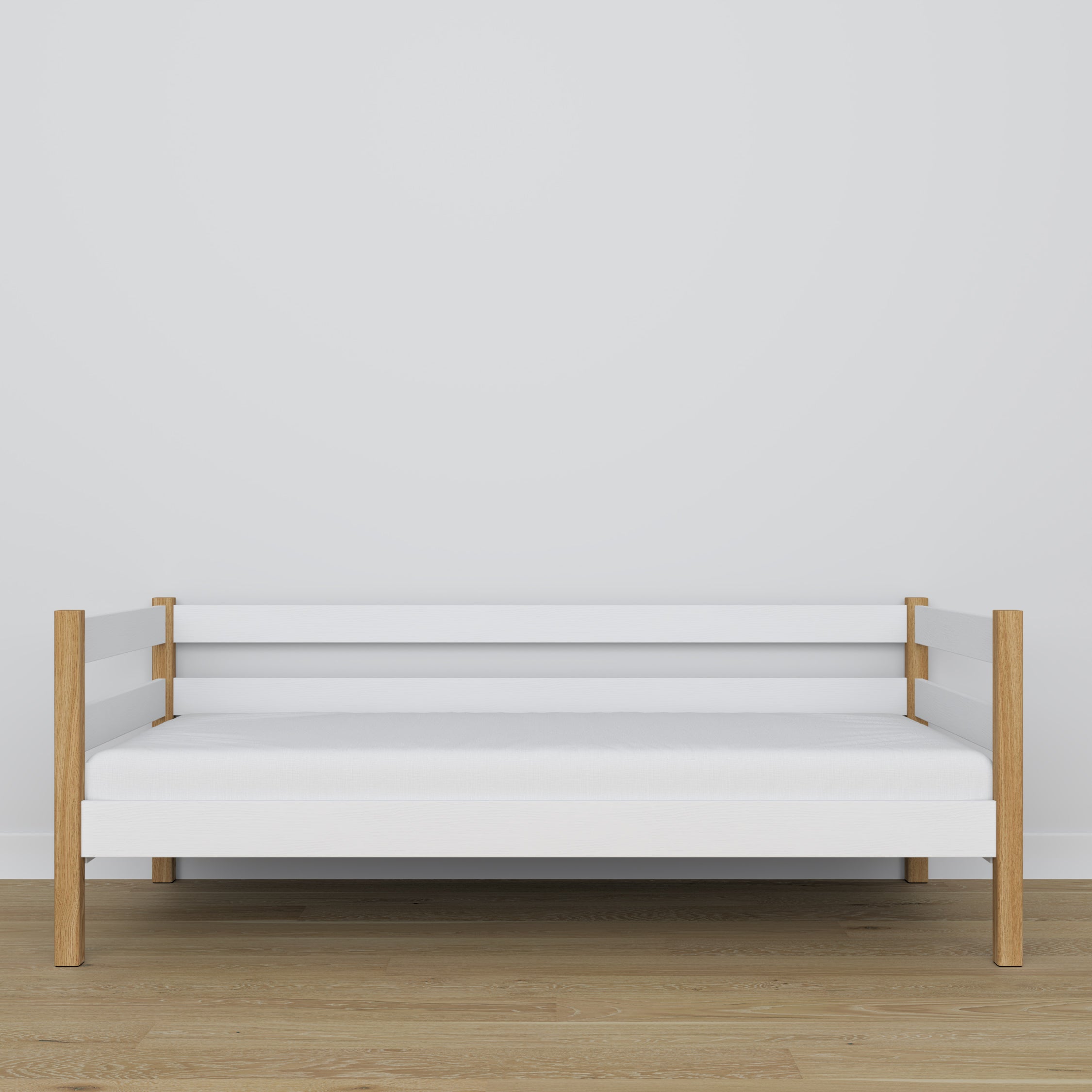 Balta ir ąžuolinė medinė sofa-lova - medžio detalės ir sujungimai, Nizio Home