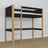 Loft bed black/oak in children’s room – scandi arrangement, wooden