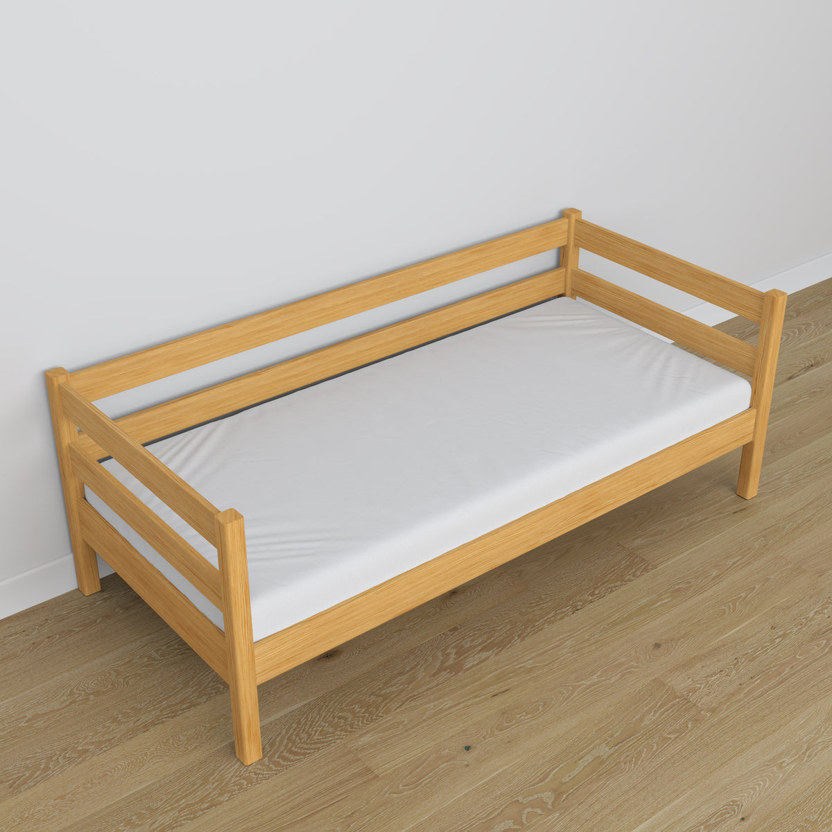 Natūralios pušies sofa-lova iš medžio - matmenys ir schema, Nizio
