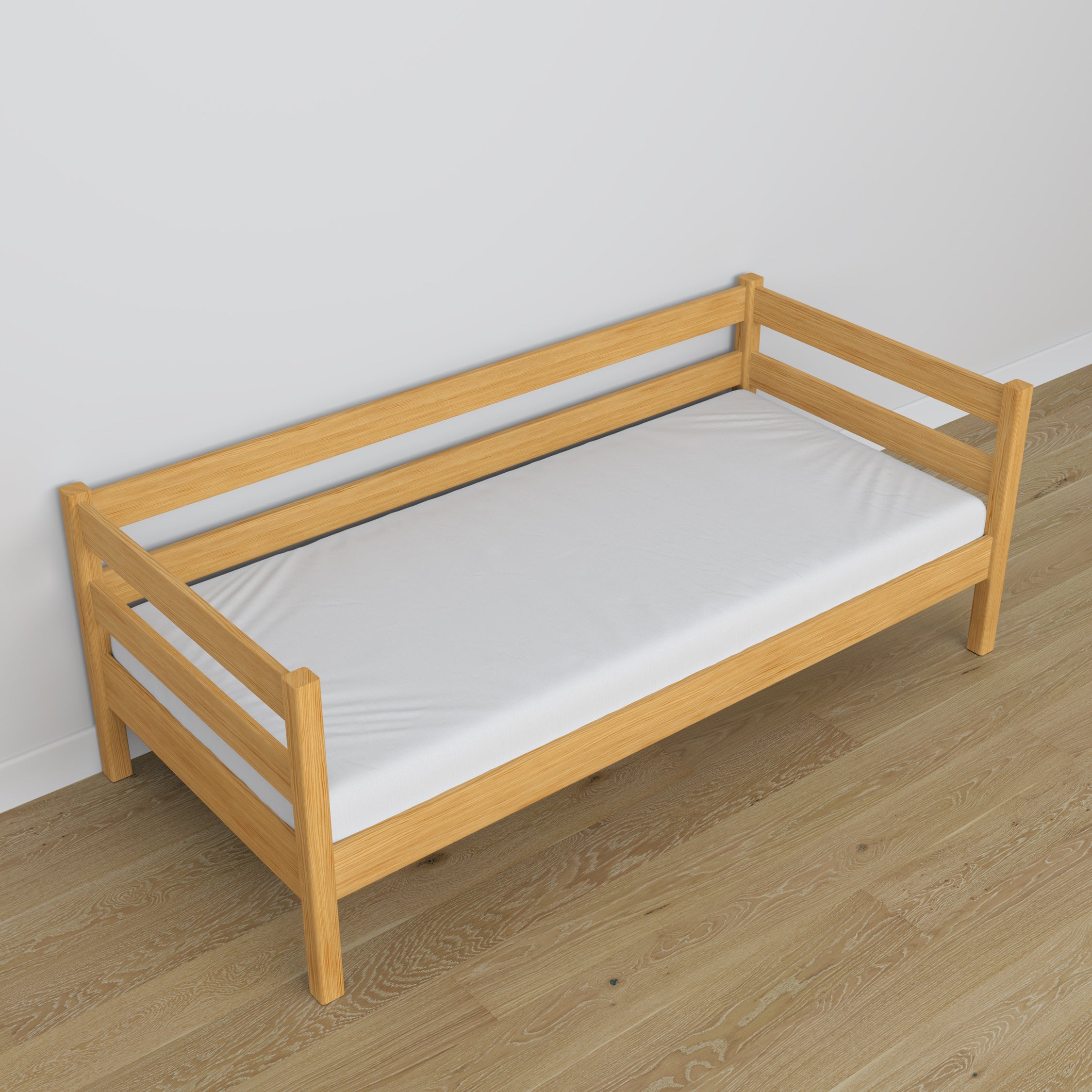 Natūralios pušies sofa-lova iš medžio - matmenys ir schema, Nizio