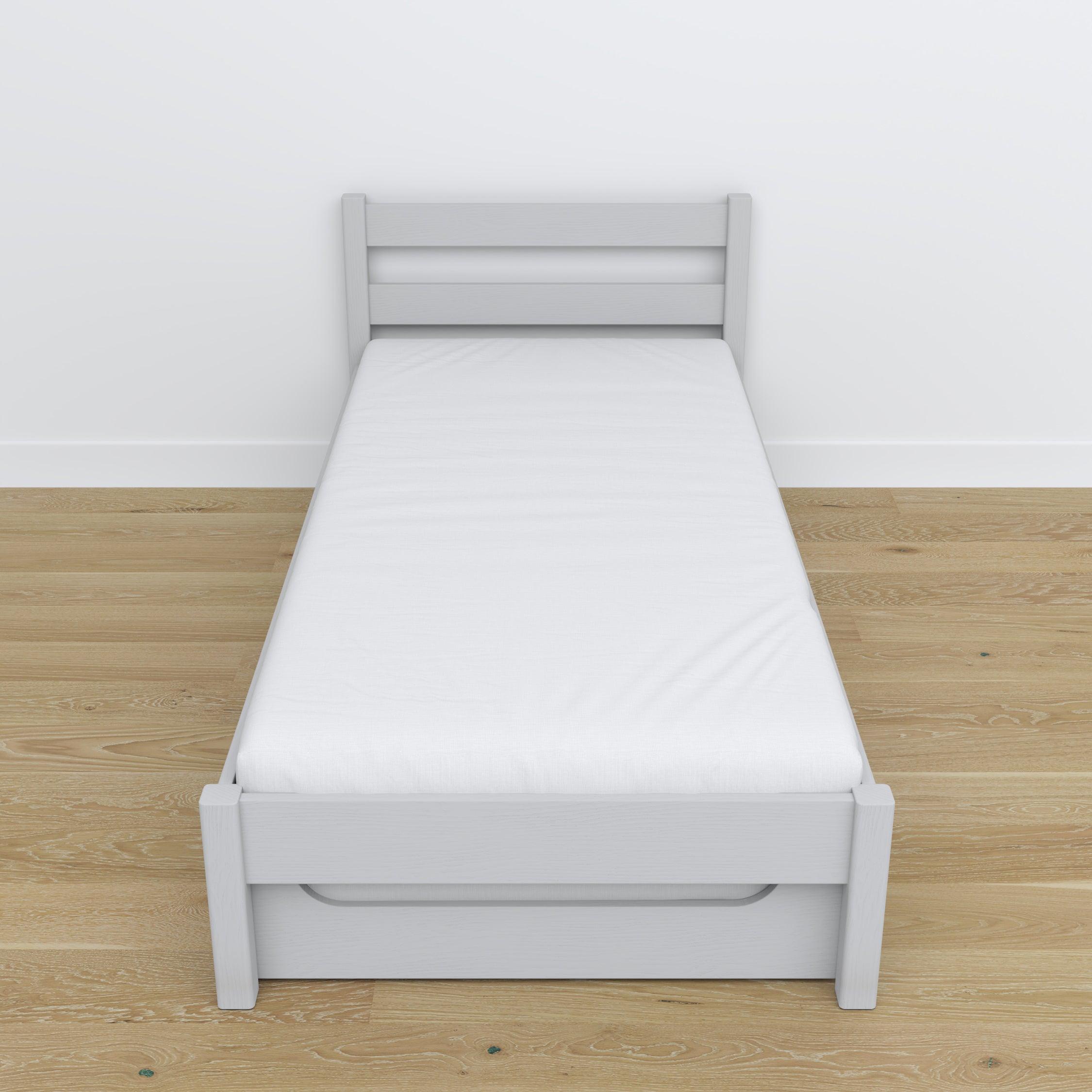 Pilka lova – čiužinio stalčius, medinės detalės, Nizio Home