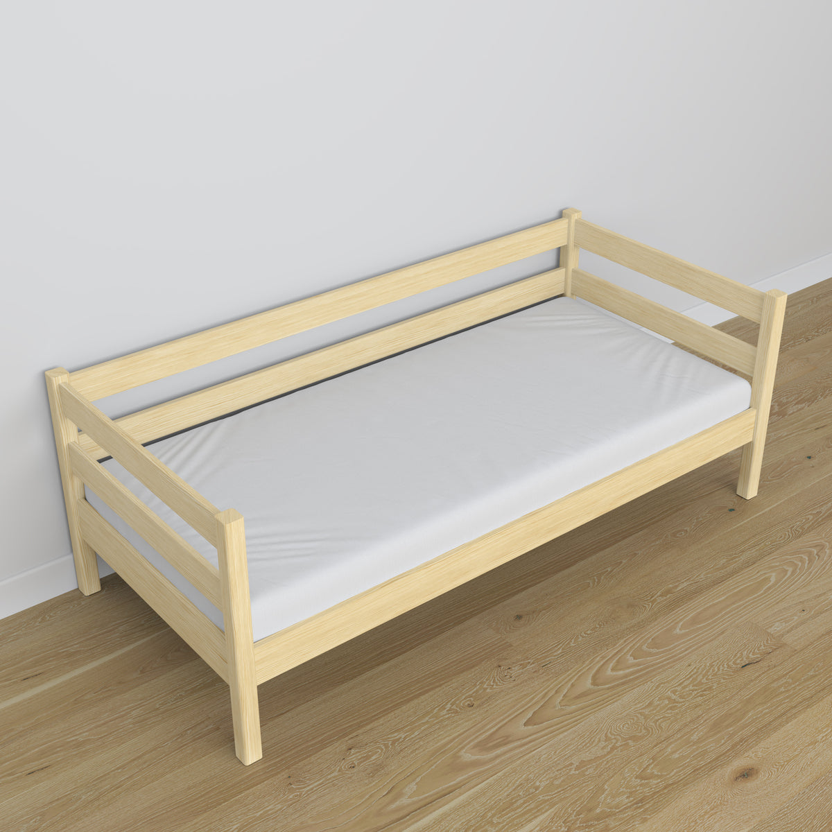 Bespalvė pušinė sofa-lova iš medžio - matmenys ir schema, Nizio