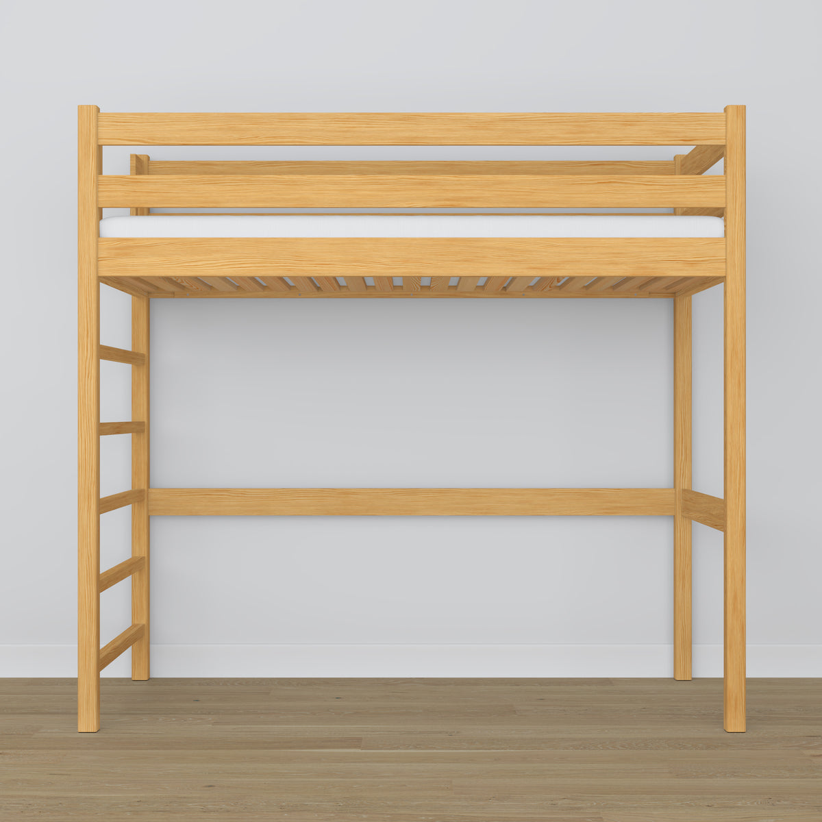 Medinė antresolinė lova, natūrali pušis - sandūrų detalės ir kopėčios, Nizio Home