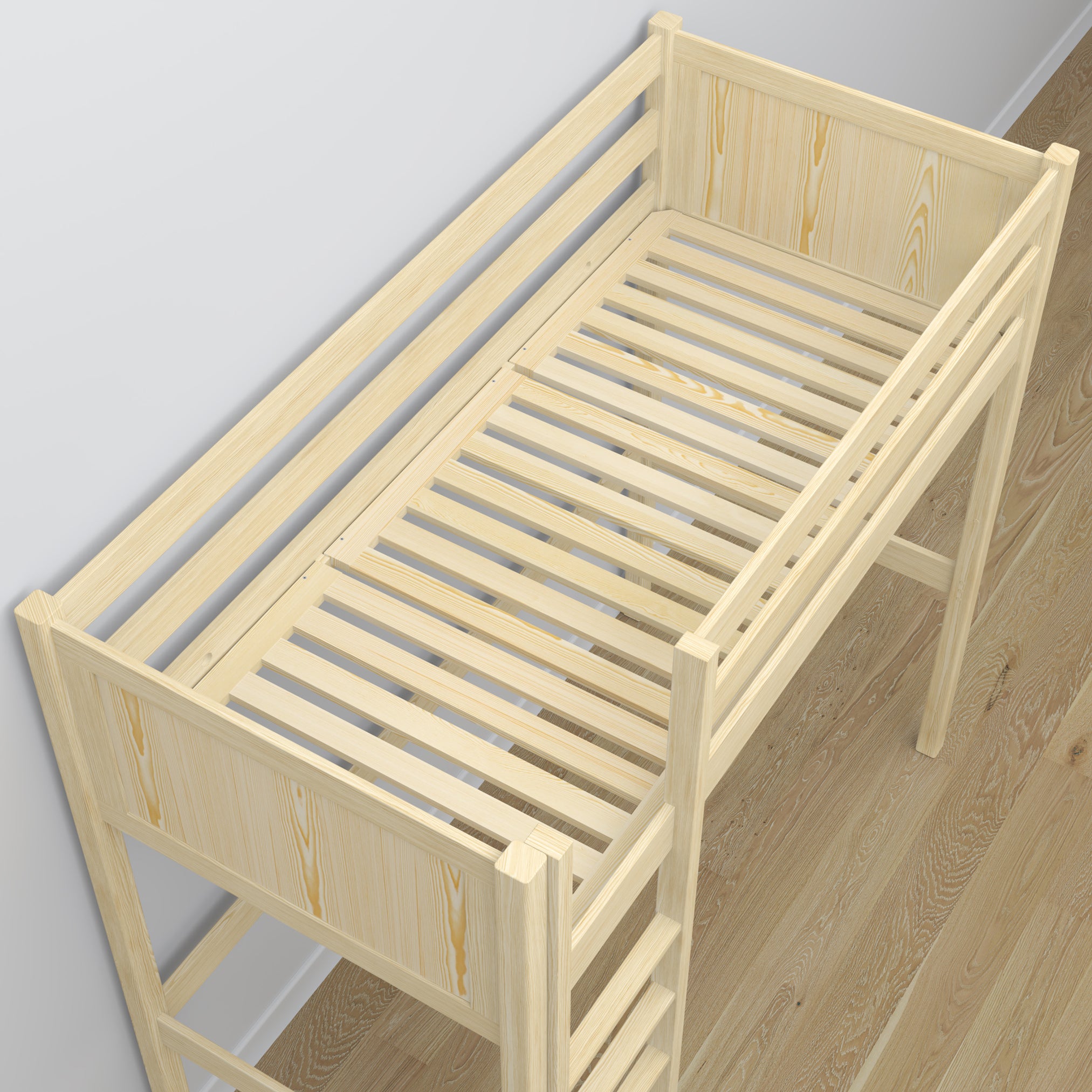 Clear Pine Wooden Loft Bed – Ladder and Joint Details, Nizio Home