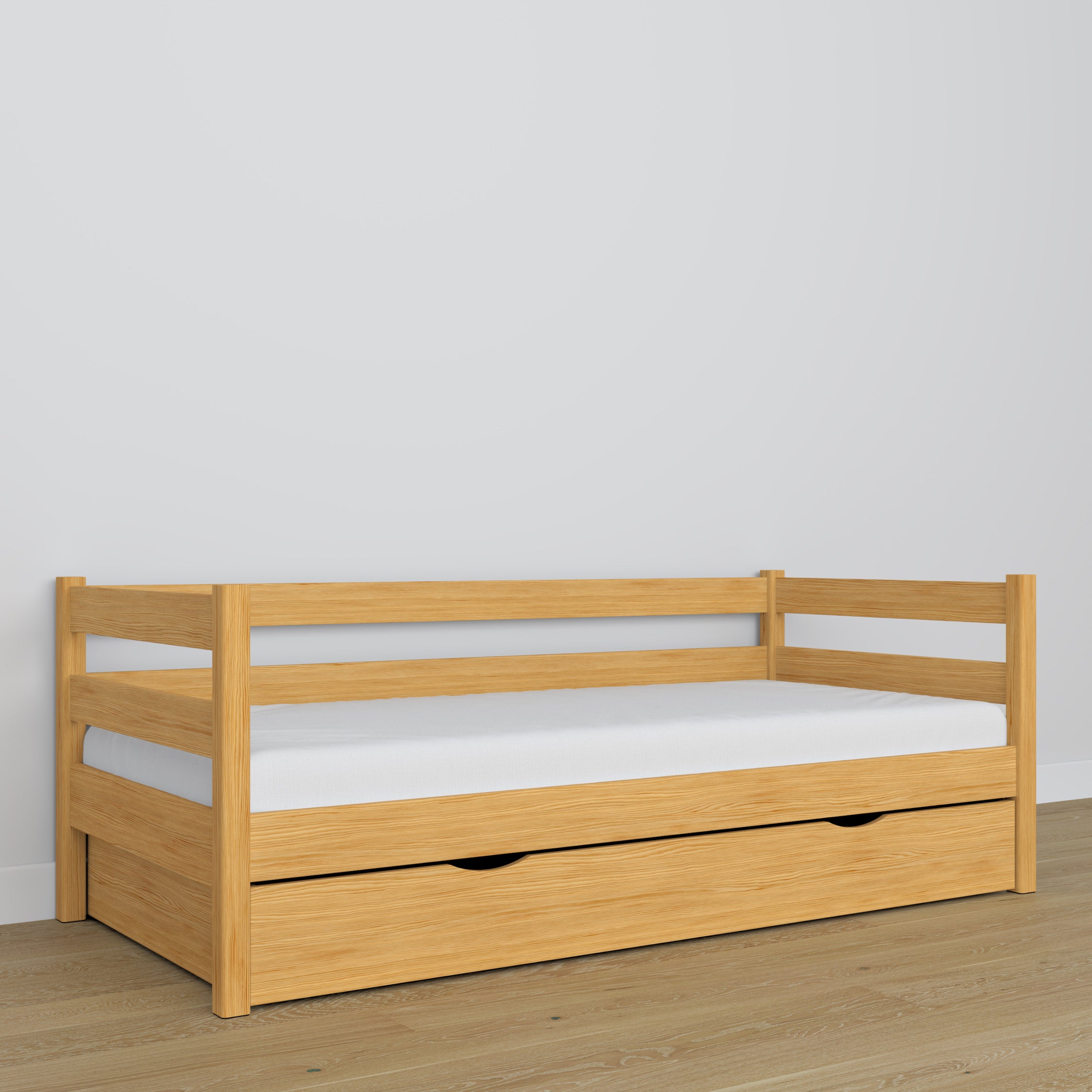 Natūralios pušies sofa-lova - medinės detalės ir sujungimai, Nizio Home