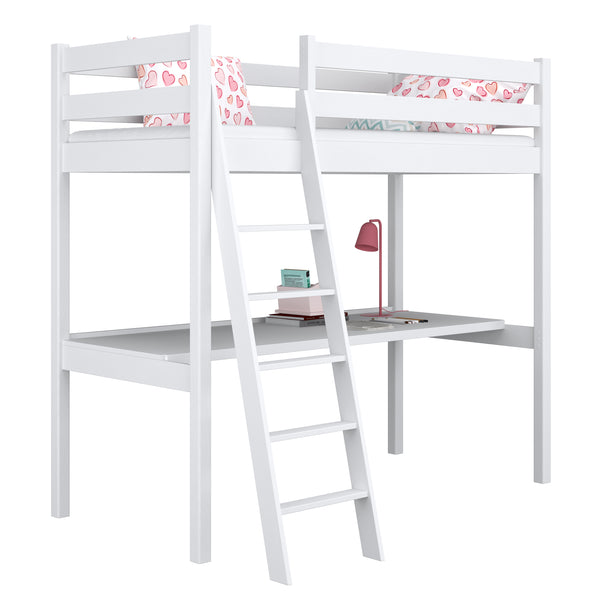 Loft Bed with Desk N03 Wooden in Custom RAL/NCS Color – Solid Wood, Nizio