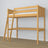 Loft bed natural pine – wooden desk under the sleeping area, scandi children’s room
