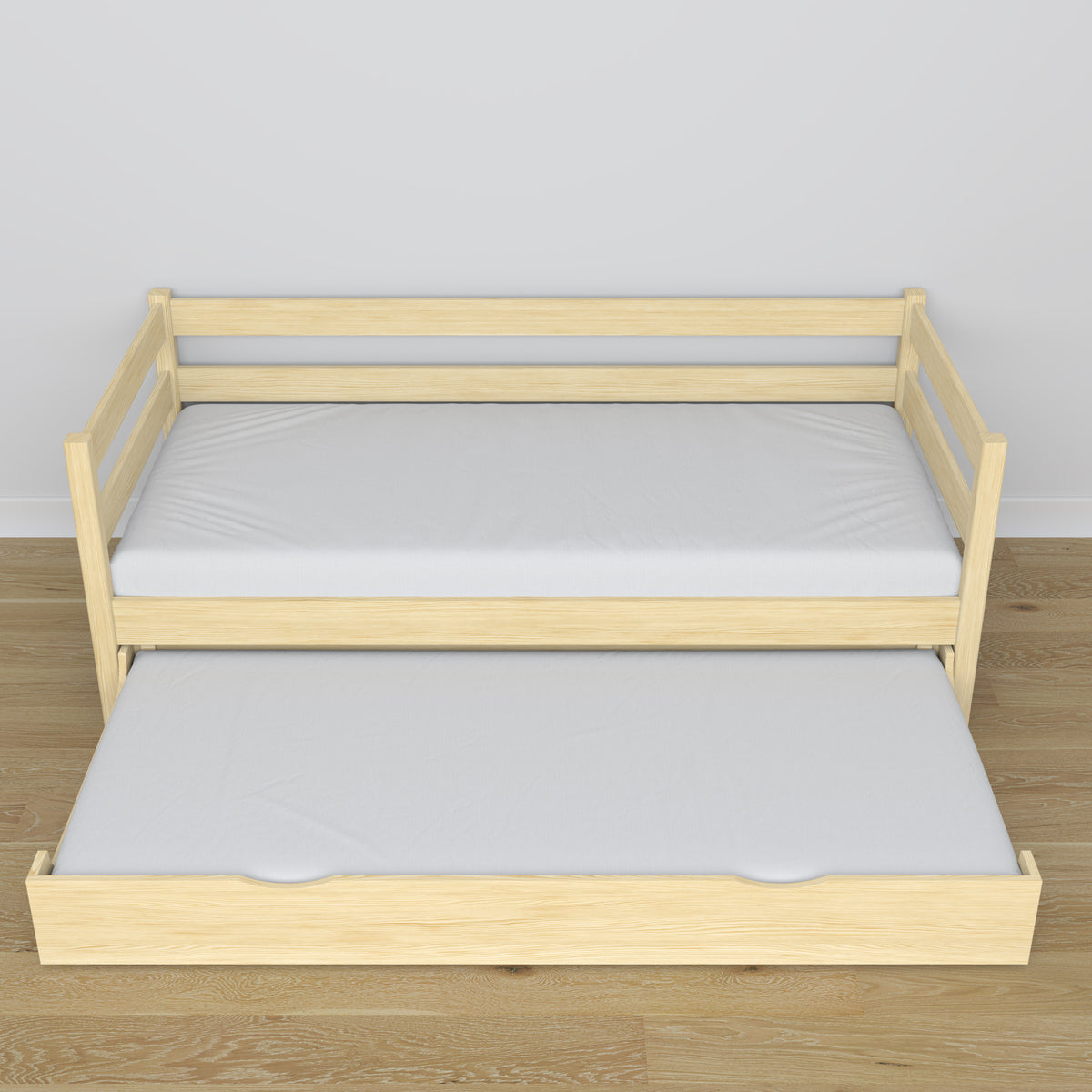Sofa-lova su stalčiumi čiužiniui, bespalvė pušis iš medžio - išmatavimai, Nizio