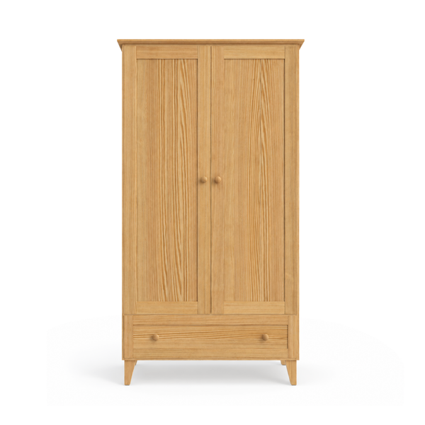 Pine wardrobe 2D1S Scandi natural pine