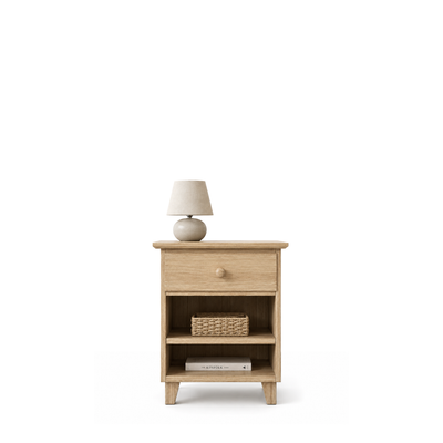 Ąžuolinė spintelė prie lovos 1S N02 Scandi, natūralus ąžuolas